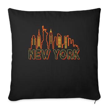 New York Skyline Heartbeat Statue de la Liberté - Housse de coussin décorative 45 x 45 cm - noir - Devant