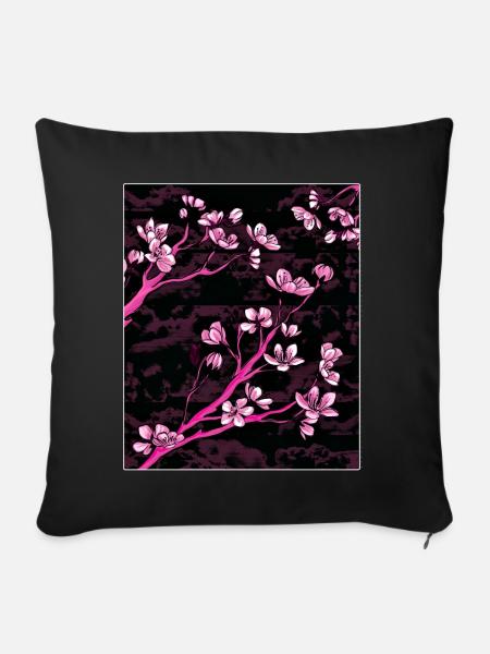 Vaporwave Aesthetic Kirschblüte Japan Japanese - Sofakissenbezug 45 x 45 cm - Schwarz