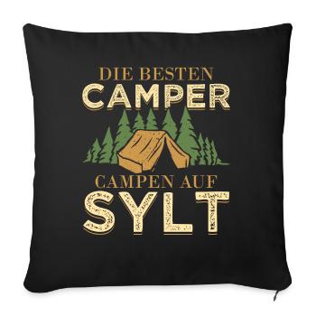 The best campers camp on Sylt Möwe In North Sea - Sofa pillowcase 17,3'' x 17,3'' (45 x 45 cm) - black - Front