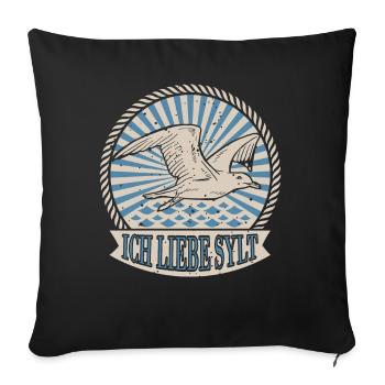 I Love Sylt My Island To Relax Möwe In - Sofa pillowcase 17,3'' x 17,3'' (45 x 45 cm) - black - Front