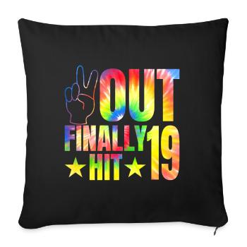 Finally hit 19-year-old celebrant 19. - Sofa pillowcase 17,3'' x 17,3'' (45 x 45 cm) - black - Front