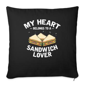 Mon cœur appartient au cadeau de l’amateur de sandwich - Housse de coussin décorative 45 x 45 cm - noir - Devant