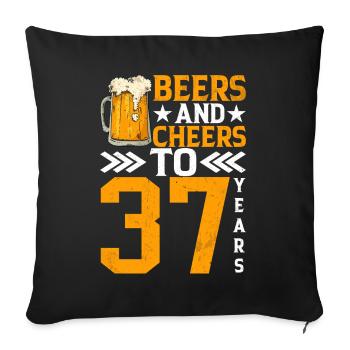 Cheers And Beer To 37 Years Frothy Mug Of Beer - Sofa pillowcase 17,3'' x 17,3'' (45 x 45 cm) - black - Front
