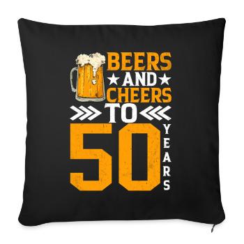 Cheers and beer to 50 years of Frothy Mug Of Beer - Sofa pillowcase 17,3'' x 17,3'' (45 x 45 cm) - black - Front