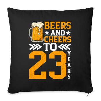 Cheers And Beer To 23 Years Frothy Mug Of Beer - Sofa pillowcase 17,3'' x 17,3'' (45 x 45 cm) - black - Front