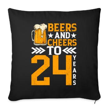 Cheers And Beer To 24 Years Frothy Mug Of Beer - Sofa pillowcase 17,3'' x 17,3'' (45 x 45 cm) - black - Front
