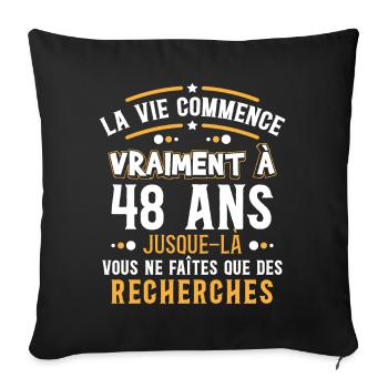 Anniversaire 48 ans, idée cadeau date de naissance - Housse de coussin décorative 45 x 45 cm - noir - Devant