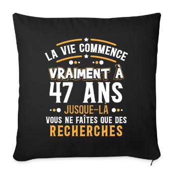 Anniversaire 47 ans, idée cadeau date de naissance - Housse de coussin décorative 45 x 45 cm - noir - Devant