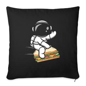 Sandwich Fast Food Astronaut Astronomy - Sofa pillowcase 17,3'' x 17,3'' (45 x 45 cm) - black - Front