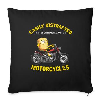 Sandwich motorcycle motorcyclist biker gift - Sofa pillowcase 17,3'' x 17,3'' (45 x 45 cm) - black - Front