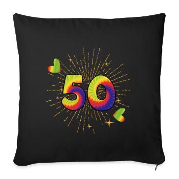 Tie-dye 50. Geburtstagsfeier 50 Jahre Alter - Sofakissenbezug 45 x 45 cm - Schwarz - Vorne