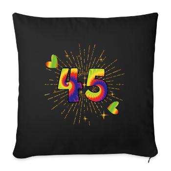 Tie-dye fête d’anniversaire 45 ans 45 ans - Housse de coussin décorative 45 x 45 cm - noir - Devant