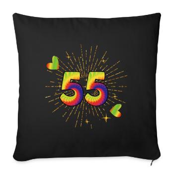 Tie-dye 55th birthday party 55 years old - Sofa pillowcase 17,3'' x 17,3'' (45 x 45 cm) - black - Front
