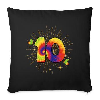 Tie-dye 10. Geburtstagsfeier 10 Jahre Alter - Sofakissenbezug 45 x 45 cm - Schwarz - Vorne