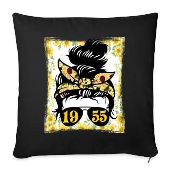 Sunflower Mama Née 1955 Anniversaire - Housse de coussin décorative 45 x 45 cm - noir - Devant