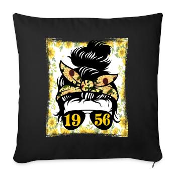 Sunflower Mama Née 1956 Anniversaire - Housse de coussin décorative 45 x 45 cm - noir - Devant