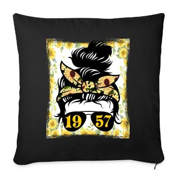 Sunflower Mom Born 1957 Birthday - Sofa pillowcase 17,3'' x 17,3'' (45 x 45 cm) - black - Front