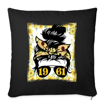 Sonnenblume Mama Geboren 1961 Geburtstag - Sofakissenbezug 45 x 45 cm - Schwarz - Vorne