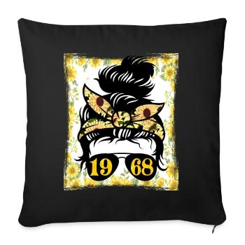 Tournesol Maman Née 1968 Anniversaire - Housse de coussin décorative 45 x 45 cm - noir - Devant