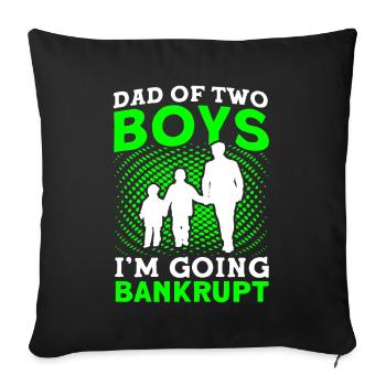 Faillite Père Papa Deux Garçons - Housse de coussin décorative 45 x 45 cm - noir - Devant