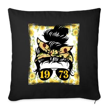 Sonnenblume Mama Geboren 1973 Geburtstag - Sofakissenbezug 45 x 45 cm - Schwarz - Vorne