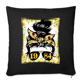 Sonnenblume Mama Geboren 1984 Geburtstag - Sofakissenbezug 45 x 45 cm - Schwarz - Vorne