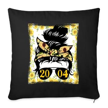 Tournesol Maman Née 2004 Anniversaire - Housse de coussin décorative 45 x 45 cm - noir - Devant