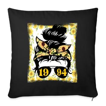 Tournesol Maman Née 1994 Anniversaire - Housse de coussin décorative 45 x 45 cm - noir - Devant