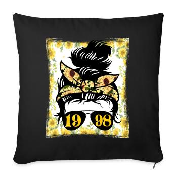 Tournesol Maman Née 1998 Anniversaire - Housse de coussin décorative 45 x 45 cm - noir - Devant