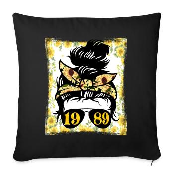 Sunflower Mama Née 1989 Anniversaire - Housse de coussin décorative 45 x 45 cm - noir - Devant