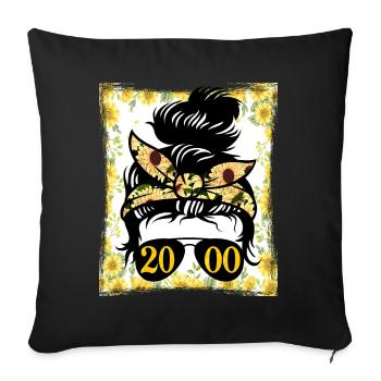 Sonnenblume Mama Geboren 2000 Geburtstag - Sofakissenbezug 45 x 45 cm - Schwarz - Vorne