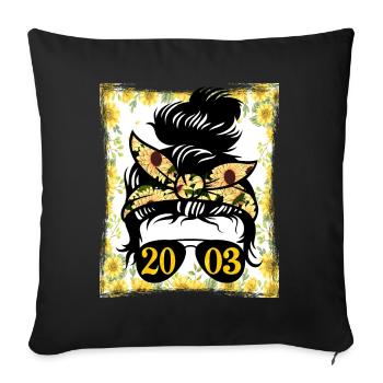 Sunflower Mom Born 2003 Birthday - Sofa pillowcase 17,3'' x 17,3'' (45 x 45 cm) - black - Front