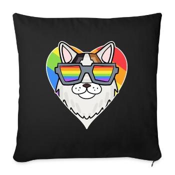 Chat LGBT Turc Van Rainbow - Housse de coussin décorative 45 x 45 cm - noir - Devant