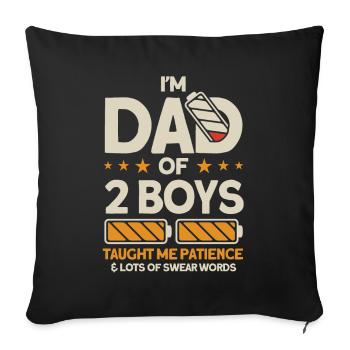 Vendanges Père Papa Deux garçons - Housse de coussin décorative 45 x 45 cm - noir - Devant