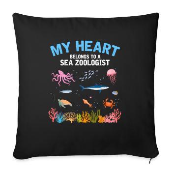Heart belongs to marine zoologist Marine Biology Sea - Sofa pillowcase 17,3'' x 17,3'' (45 x 45 cm) - black - Front