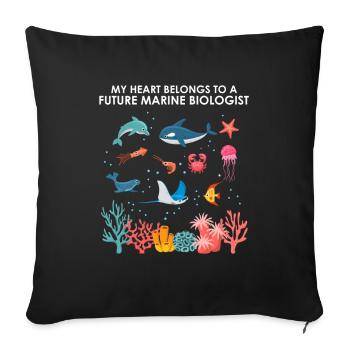 Heart belongs to marine biologist Marine biology sea - Sofa pillowcase 17,3'' x 17,3'' (45 x 45 cm) - black - Front
