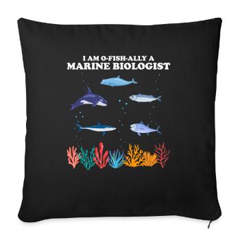 Official Marine Biologist Fish Marine Biology - Sofa pillowcase 17,3'' x 17,3'' (45 x 45 cm) - black - Front