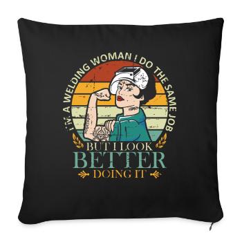 Welders Gifts, Funny Welder Welder Shirt, Welding - Sofa pillowcase 17,3'' x 17,3'' (45 x 45 cm) - black - Front