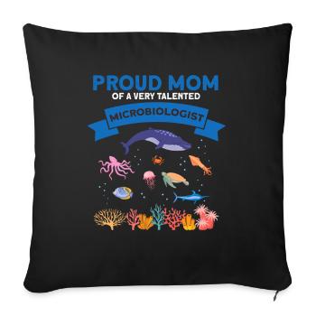 Fière Maman Microbiologie Biologie Biologiste Mer - Housse de coussin décorative 45 x 45 cm - noir - Devant