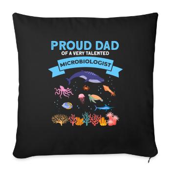 Fier Papa Microbiologie Biologie Biologiste Mer - Housse de coussin décorative 45 x 45 cm - noir - Devant