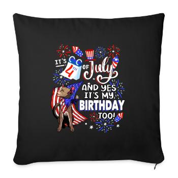 It's July 4th and yes, it's my birthday. - Sofa pillowcase 17,3'' x 17,3'' (45 x 45 cm) - black - Front