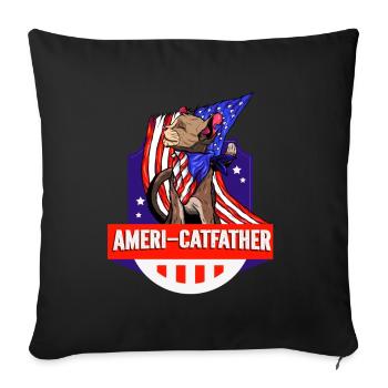 Ameri-catfather July 4 Independence Day - Sofa pillowcase 17,3'' x 17,3'' (45 x 45 cm) - black - Front