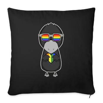 LGBT Animal Crow Arc-en-ciel - Housse de coussin décorative 45 x 45 cm - noir - Devant