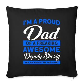 Stolzer Papa Hilfssheriff Papa Vater - Sofakissenbezug 45 x 45 cm - Schwarz - Vorne