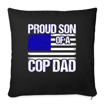 Fils d’un policier Police Grand-père - Housse de coussin décorative 45 x 45 cm - noir - Devant