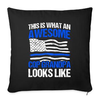 Policier américain Police Police Grand-père - Housse de coussin décorative 45 x 45 cm - noir - Devant