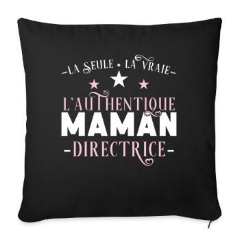 Maman Directrice idée cadeau métier humour Drôle - Housse de coussin décorative 45 x 45 cm - noir - Devant