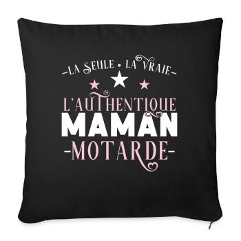 Maman Motarde idée cadeau citation passion moto - Housse de coussin décorative 45 x 45 cm - noir - Devant