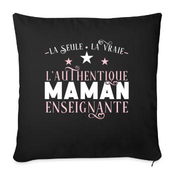 Maman Enseignante humour professeure Idée Cadeau - Housse de coussin décorative 45 x 45 cm - noir - Devant