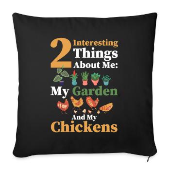 Gardening Gardener Chicken Farmer Chicken Feeder - Sofa pillowcase 17,3'' x 17,3'' (45 x 45 cm) - black - Front